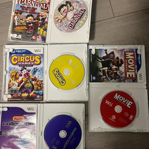 Nintendo Wii Game Bundle Lot of 4 Movie Games, Carnival Games, Circus Games CIB - Picture 3 of 3